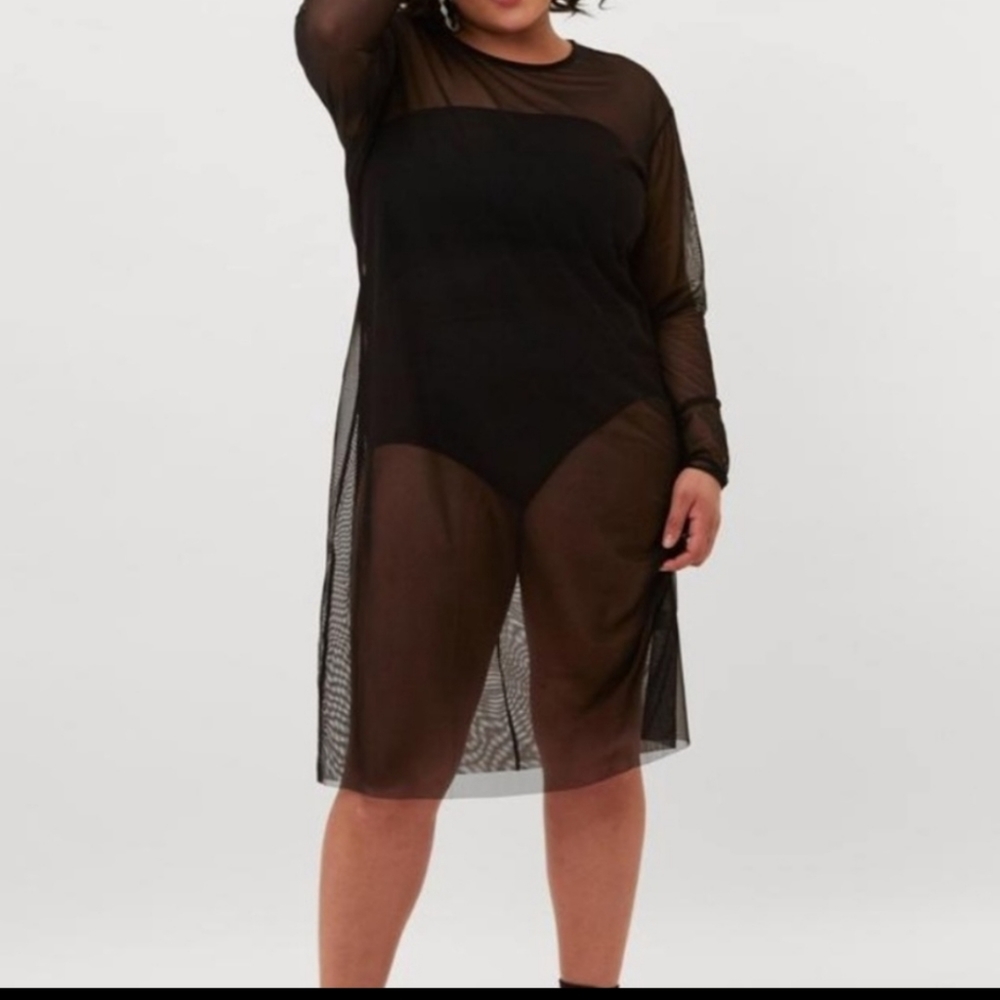 Universal Standard thames fog black mesh dress size L
